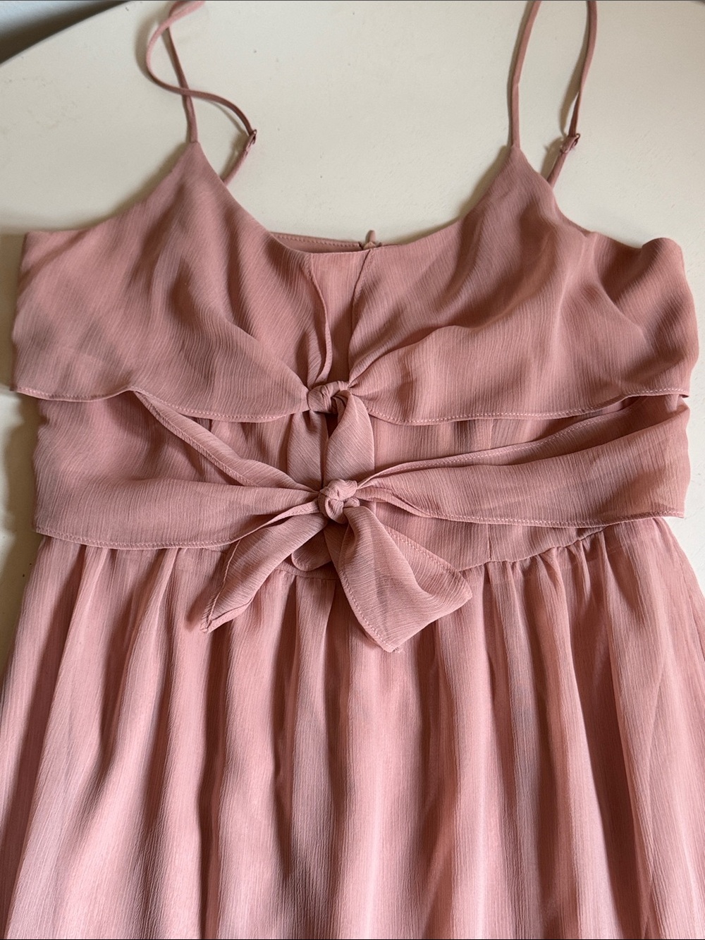 Wayf Light Pink Layered Tie-Front Maxi Dress